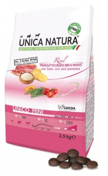 Сухой корм Unica Natura Mini для собак мелких пород (Ветчина, рис, картофель)